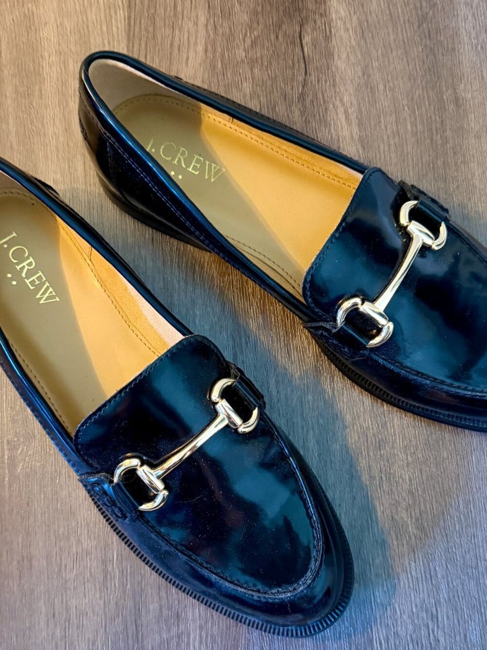 J. Crew Black Classic Bit Loafers with a Gold Buckle